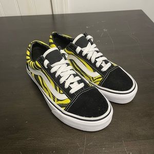 Black/ Yellow Zebra Print Vans